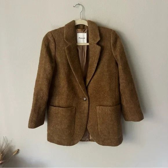 Madewell Larsen Boucle Knit Blazer Toffee Wool Alpaca Women's size X Small - Picture 8 of 9